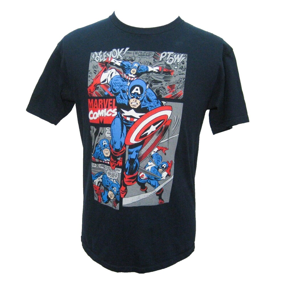 CAPTAIN AMERICA Men's (Size Medium) Blue Short Sleeve Marvel Graphic T-Shirt Top